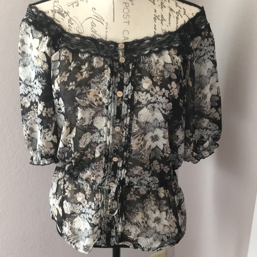 Beautiful black with flowers blouse